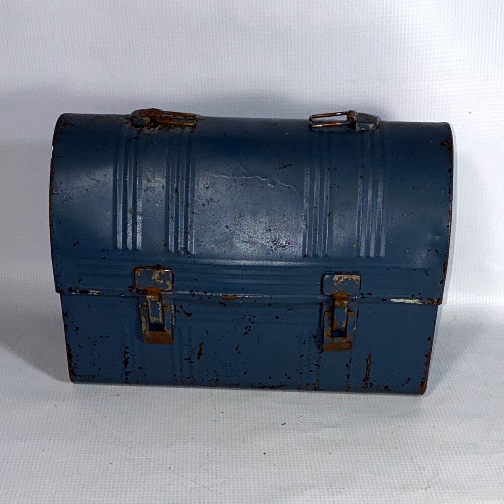 Aladdin Industries, Inc. Blue Metal Dome-Top Lunchbox Tin Box Pre-1970 USA